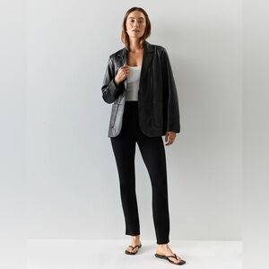 Quince Black Ultra-Stretch Ponte Straight Leg Pant Small Petite Women's